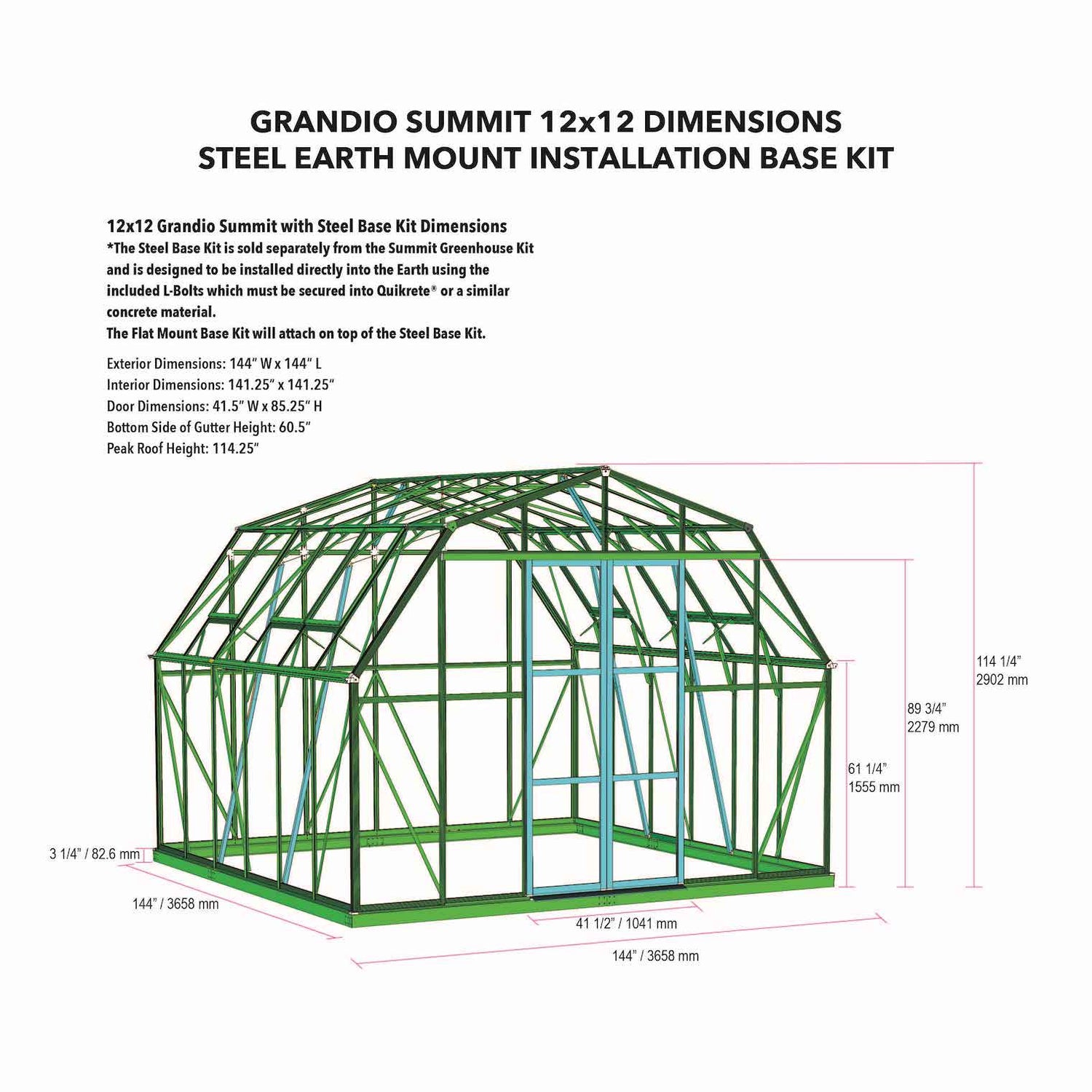Grandio Summit 12x12 Grandio Greenhouses