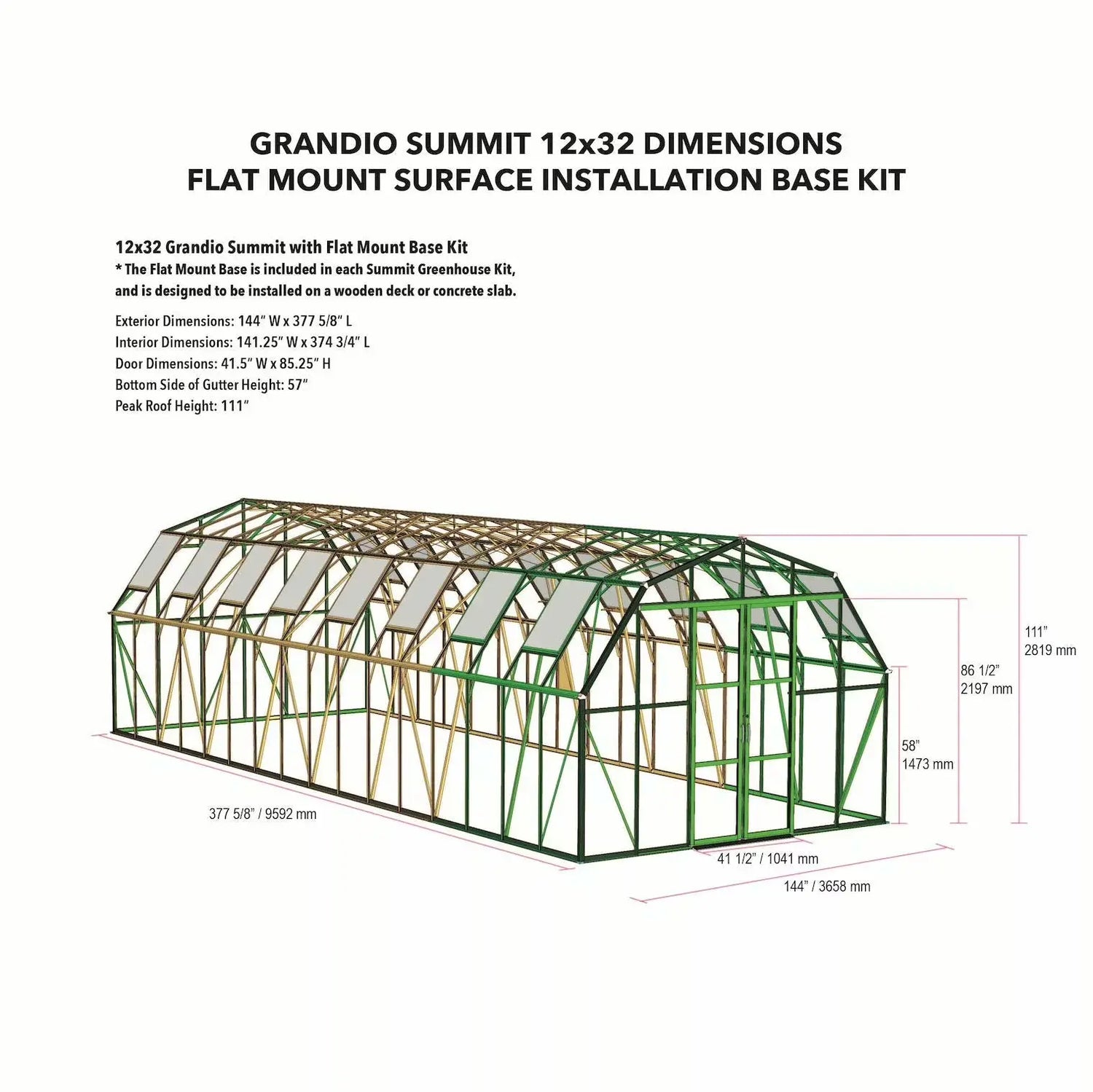 Grandio Summit 12x32 Grandio Greenhouses