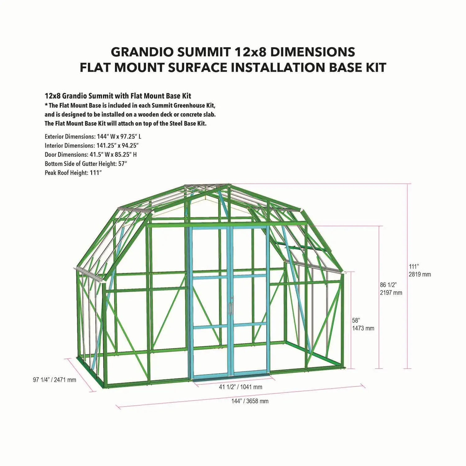 Grandio Summit 12x8 Grandio Greenhouses