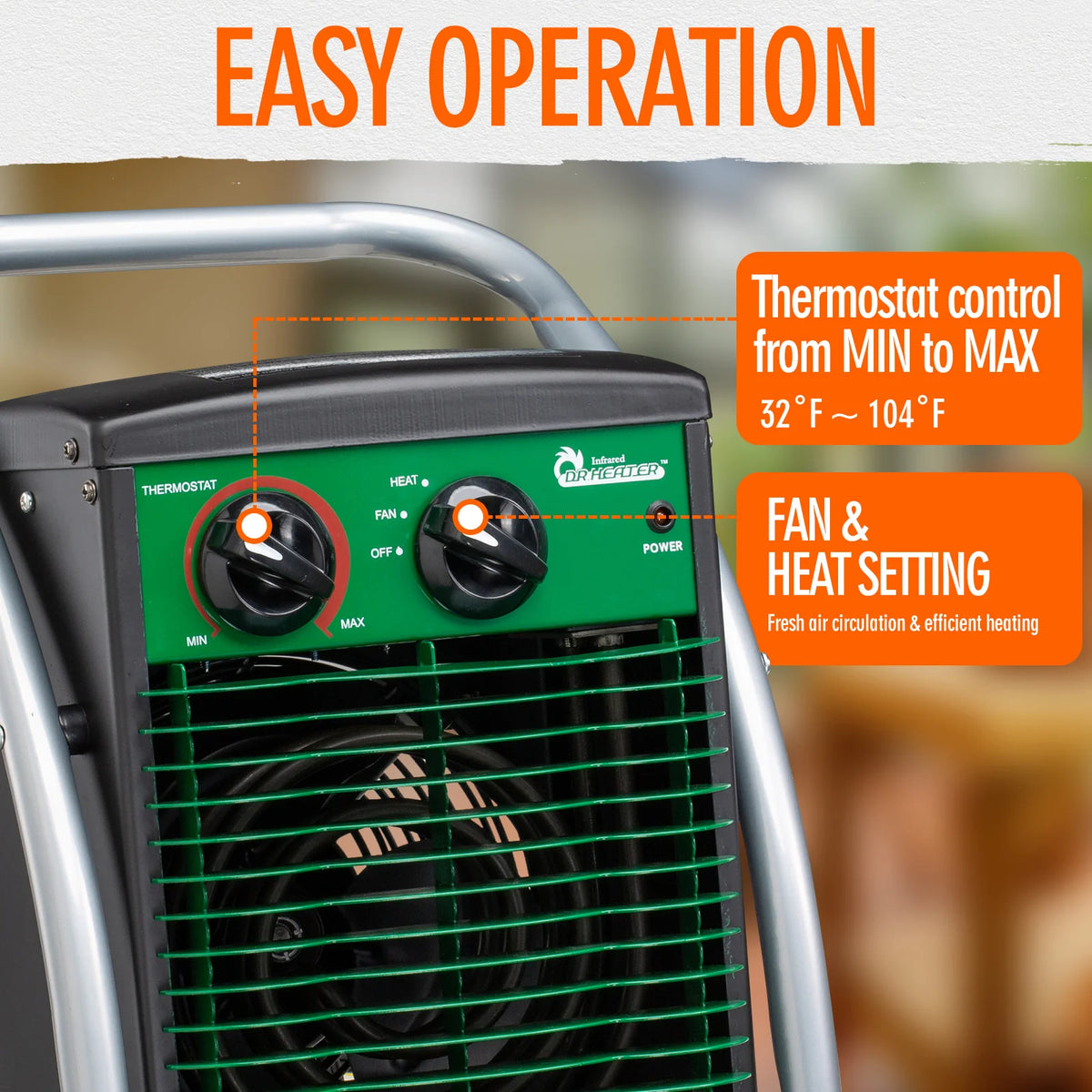 Dr. Infrared Heater 1500W / 5,200 BTU/hr Greenhouse Heater