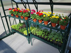 Powder Coated Steel 2-Tier Potting Bench Grandio Greenhouses