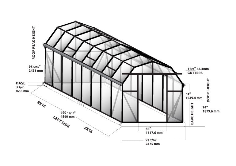 Grandio Elite 8x16 Greenhouse Kit